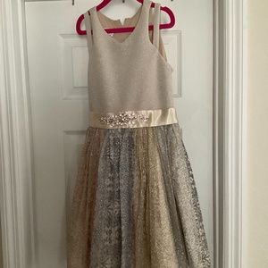 Girls gold blue Gorgeous party dress